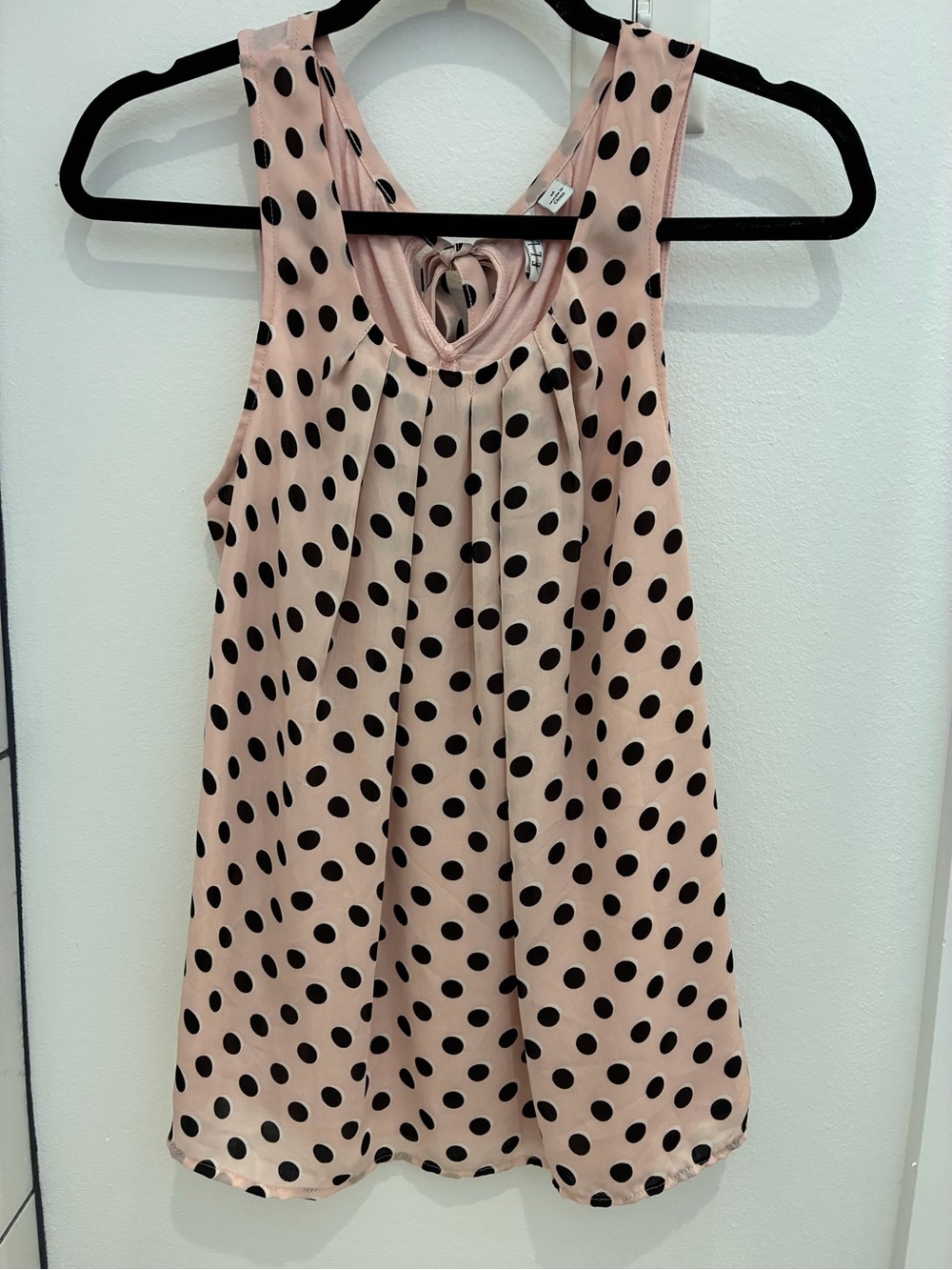 Elle Pink Polka Dot Tank top with Black Dots